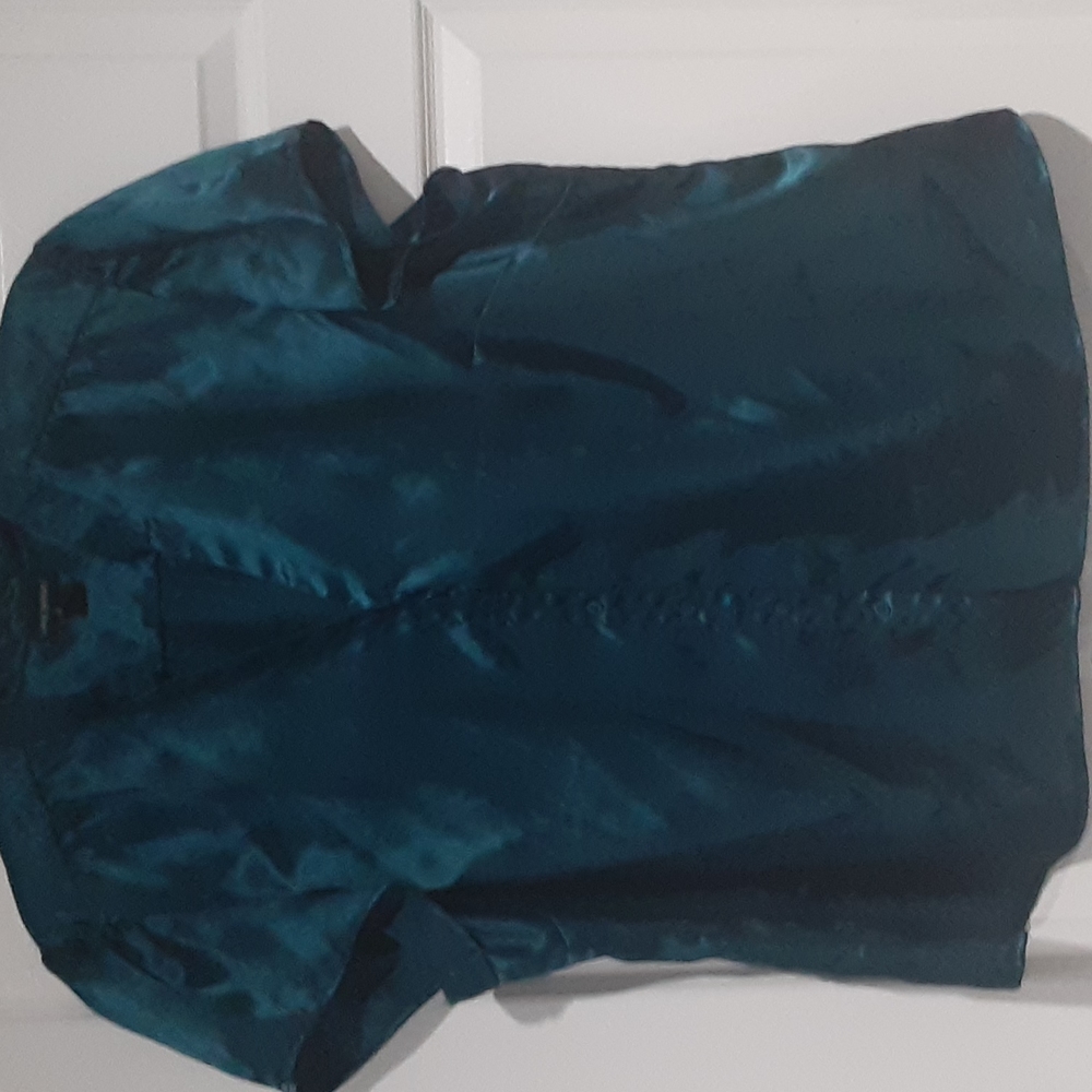 Layne Bryant jewel toned silky short sleeved blouse. Button up in front.  26/28